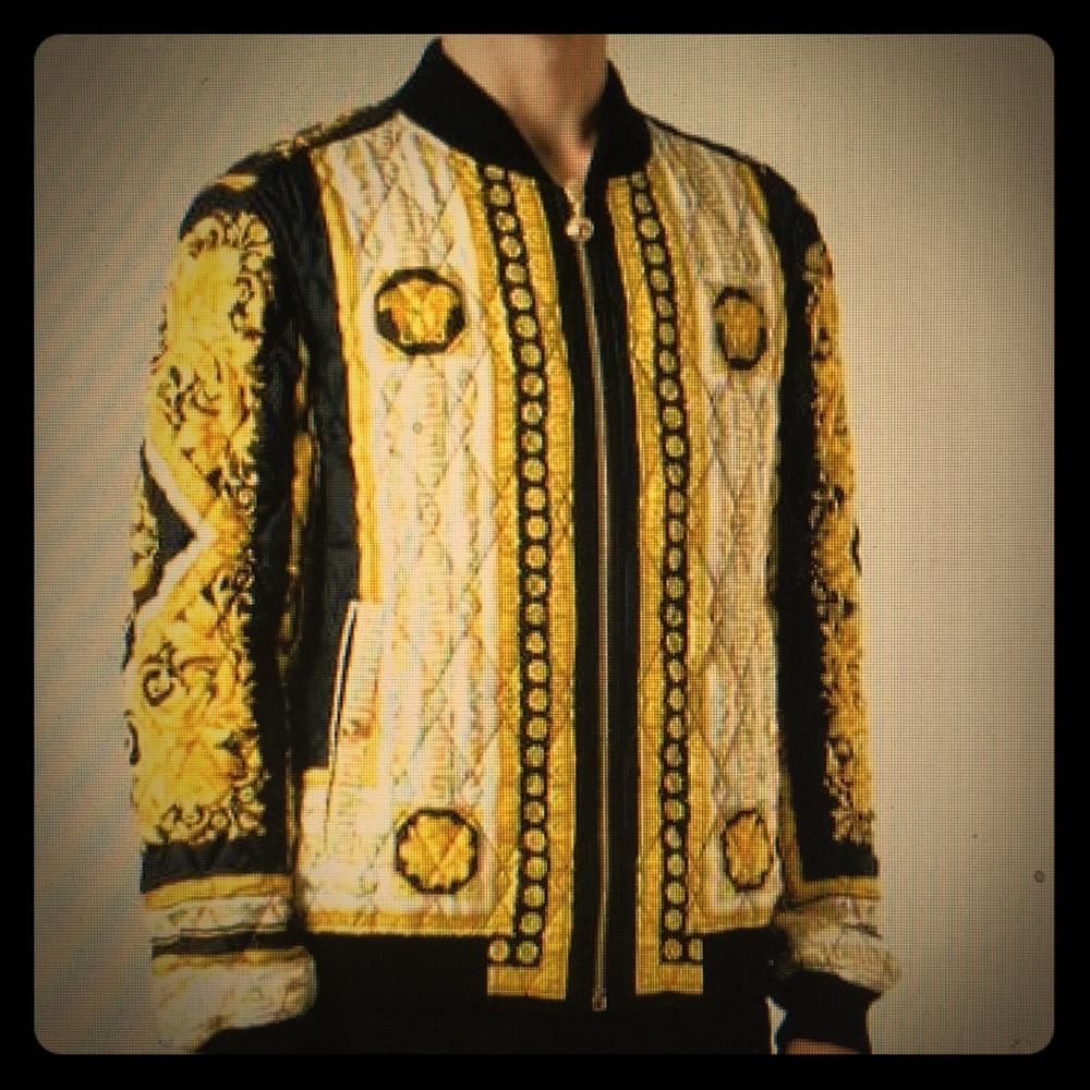 Versace Quilted Bomber Jacket 100% Silk size M/L